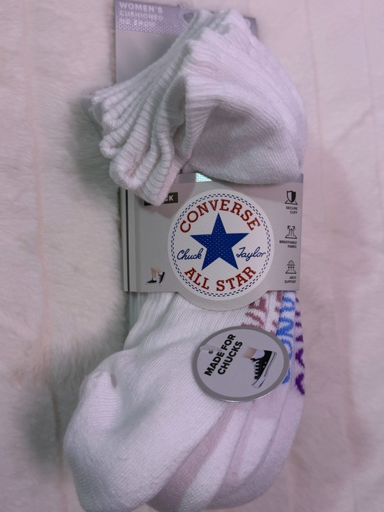 Converse Accessories - Converse Women's White Casual Crew Socks with Multicolor Accent